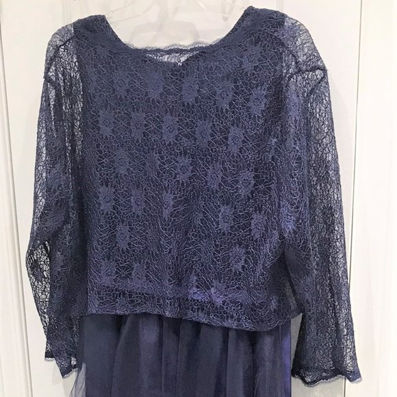 Brand New Women Long Evening Dress Chiffon Lace 2pc Size L - Picture 8 of 8